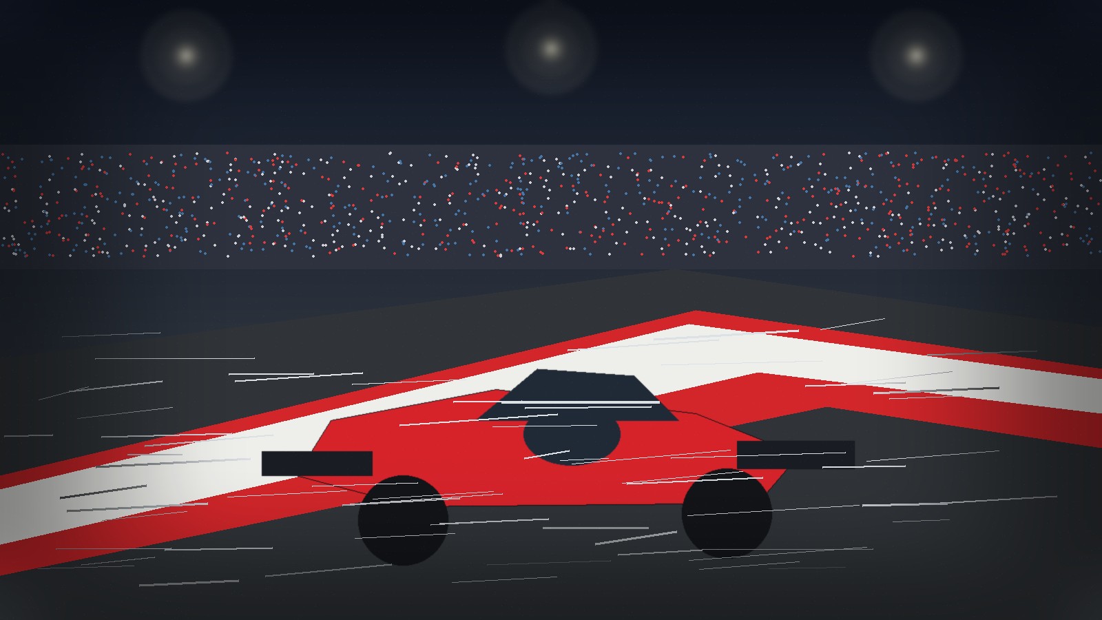 F1赛车高速驶过赛道弯角路肩的比赛画面